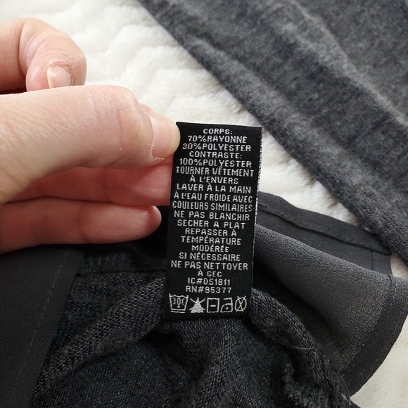 Sanctuary Gray V-Open Chiffon Mock Layer Bottom Sweater Lightweight Womens Small - Picture 8 of 10